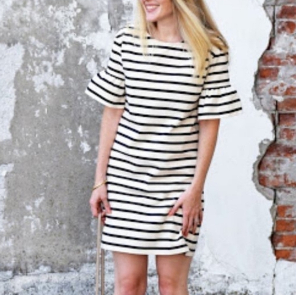 J. Crew Striped Bell Sleeve Dress - Picture 3 of 14